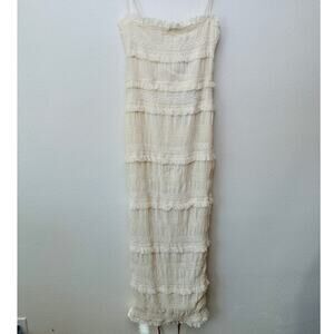NWT House of CB Solana Ivory Sequin Pleated Tiered Maxi Dress Women’s S